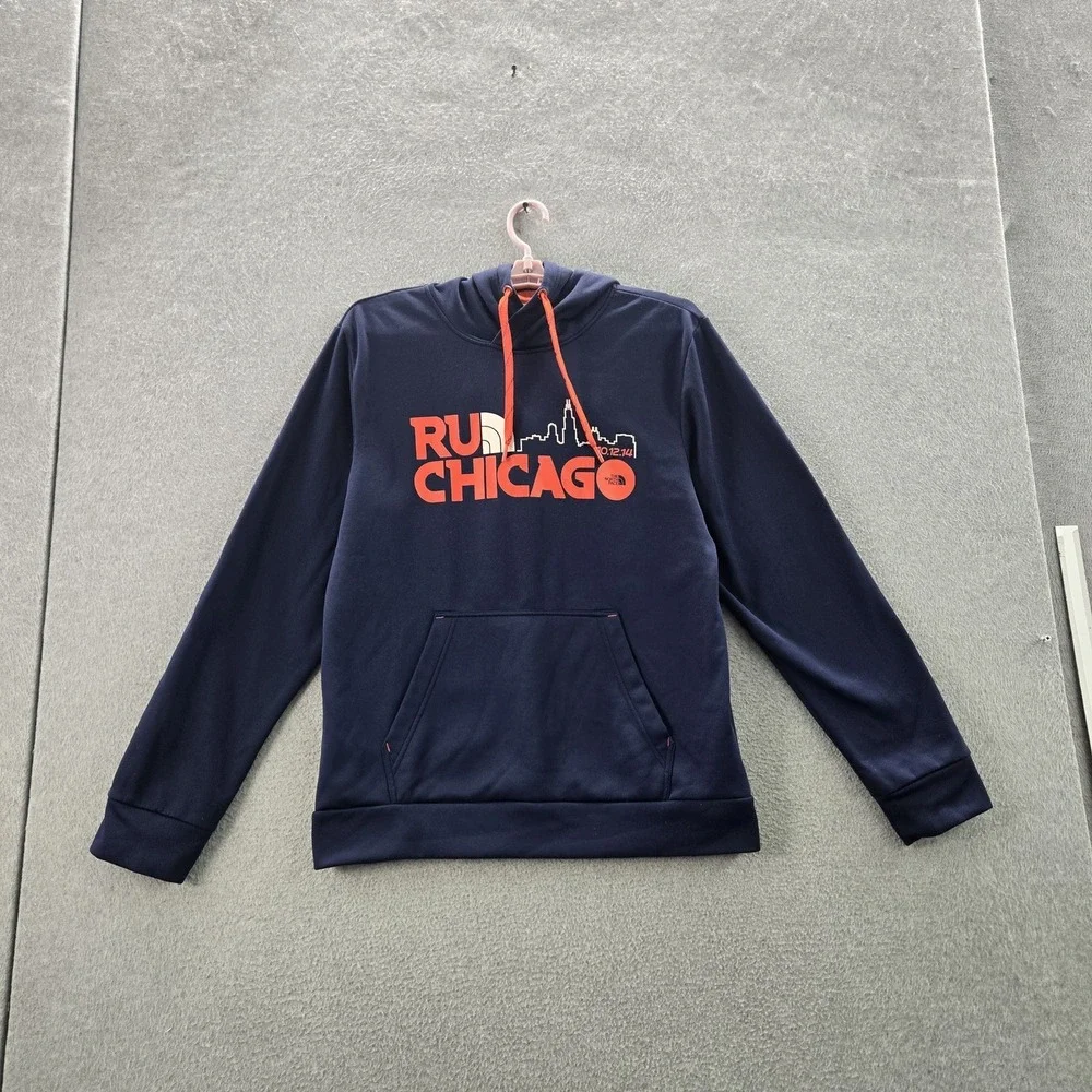 The North Face Men Hoodie M‎ Navy Graphic Print Fleece Run Chicago Activewear